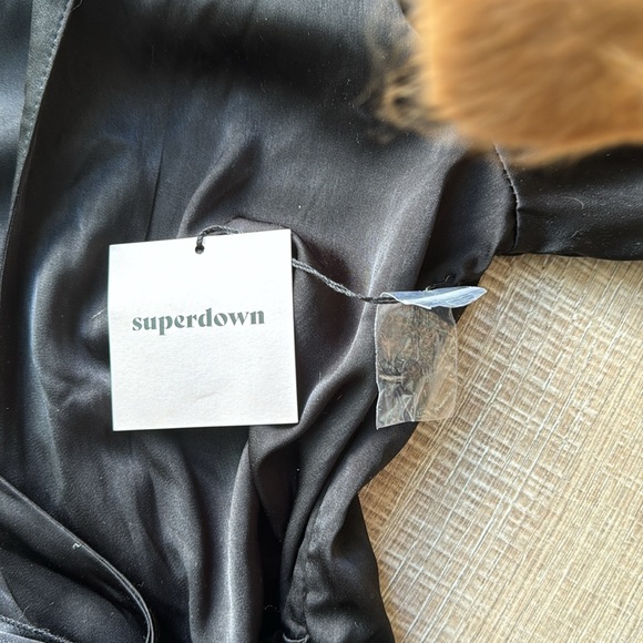 SUPERDOWN X REVOLVE | SOPHIE DRAPED BLACK MINI WRAP DRESS - Picture 6 of 8